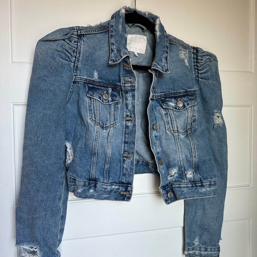 Zara Puff Sleeve Jean Jacket Size M